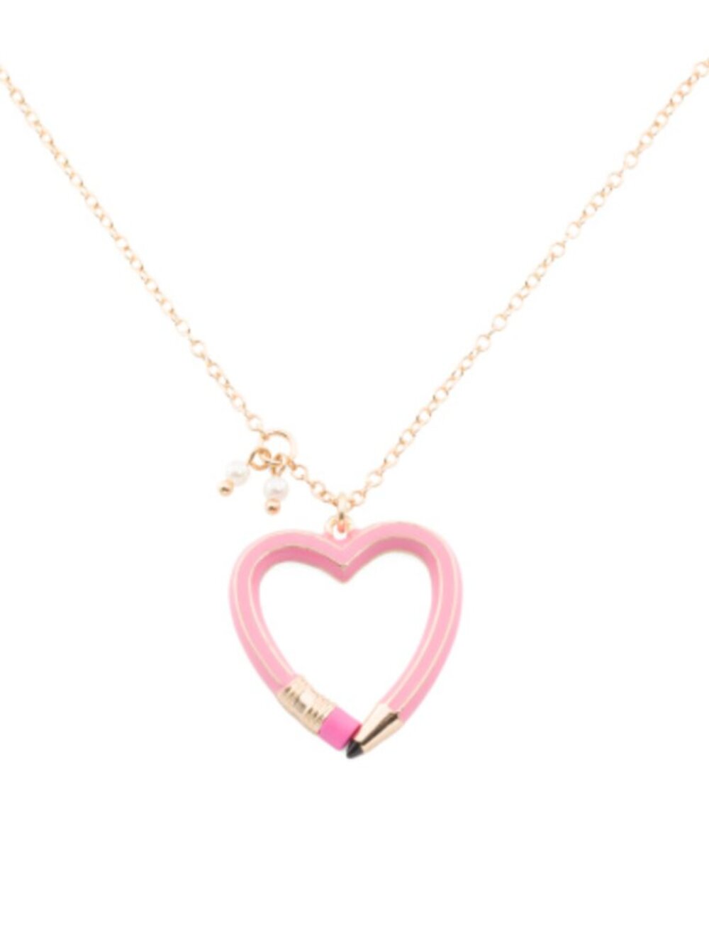NWT Betsey Johnson Yellow Pencil Heart Pendant Necklace Back to School pink